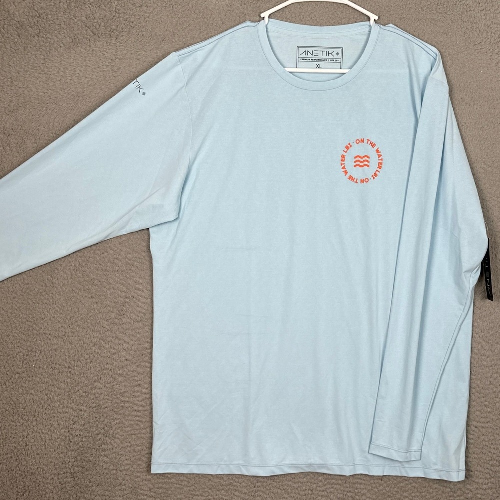 NEW Anetik Shirt Mens XL Performance Light Blue Activewear Stretch Long Sleeve